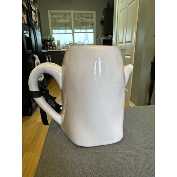 Rae Dunn Light Pink Ghost Coffee Tea Cup Mug Boo and Spiderwebs NWT Halloween - Picture 2 of 6